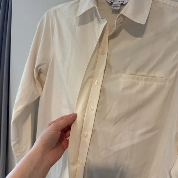 NWT Athleta Urbanite Textured Top, Tide Stripe Sea Salt Blouse Sz XXS #983101 - Picture 6 of 9